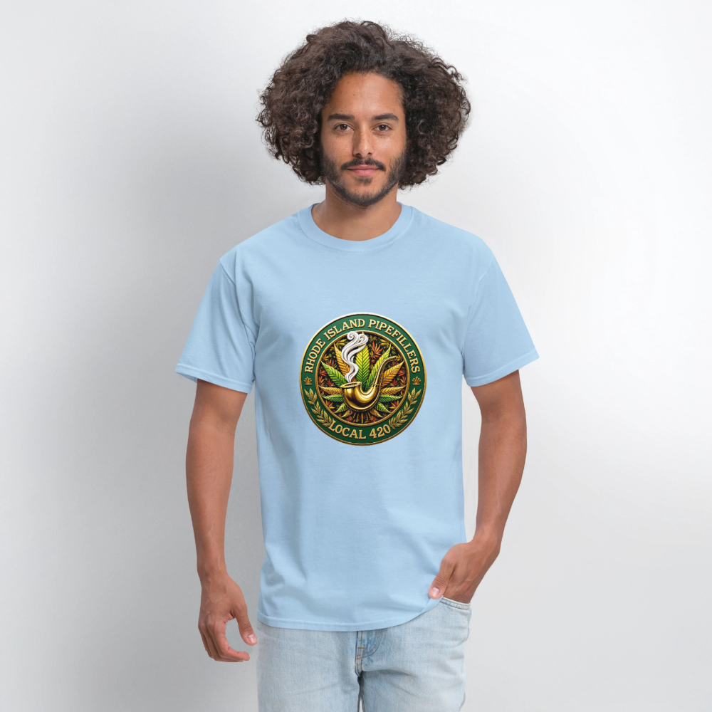 RHODE ISLAND PIPEFILLERS LOCAL 420 F/B DESIGNS Men's T-Shirt - powder blue