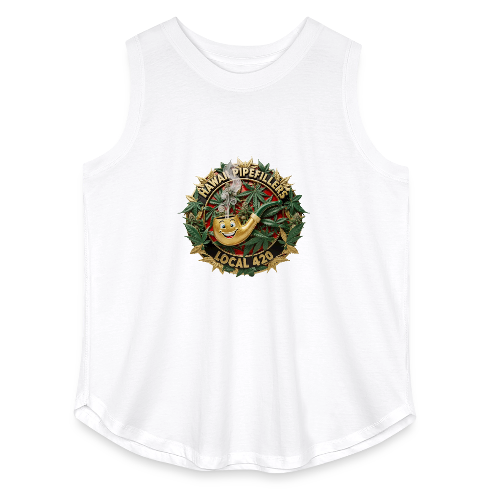 HAWAII PIPEFILLERS LOCAL 420 Women's Curvy Relaxed Tank Top - white