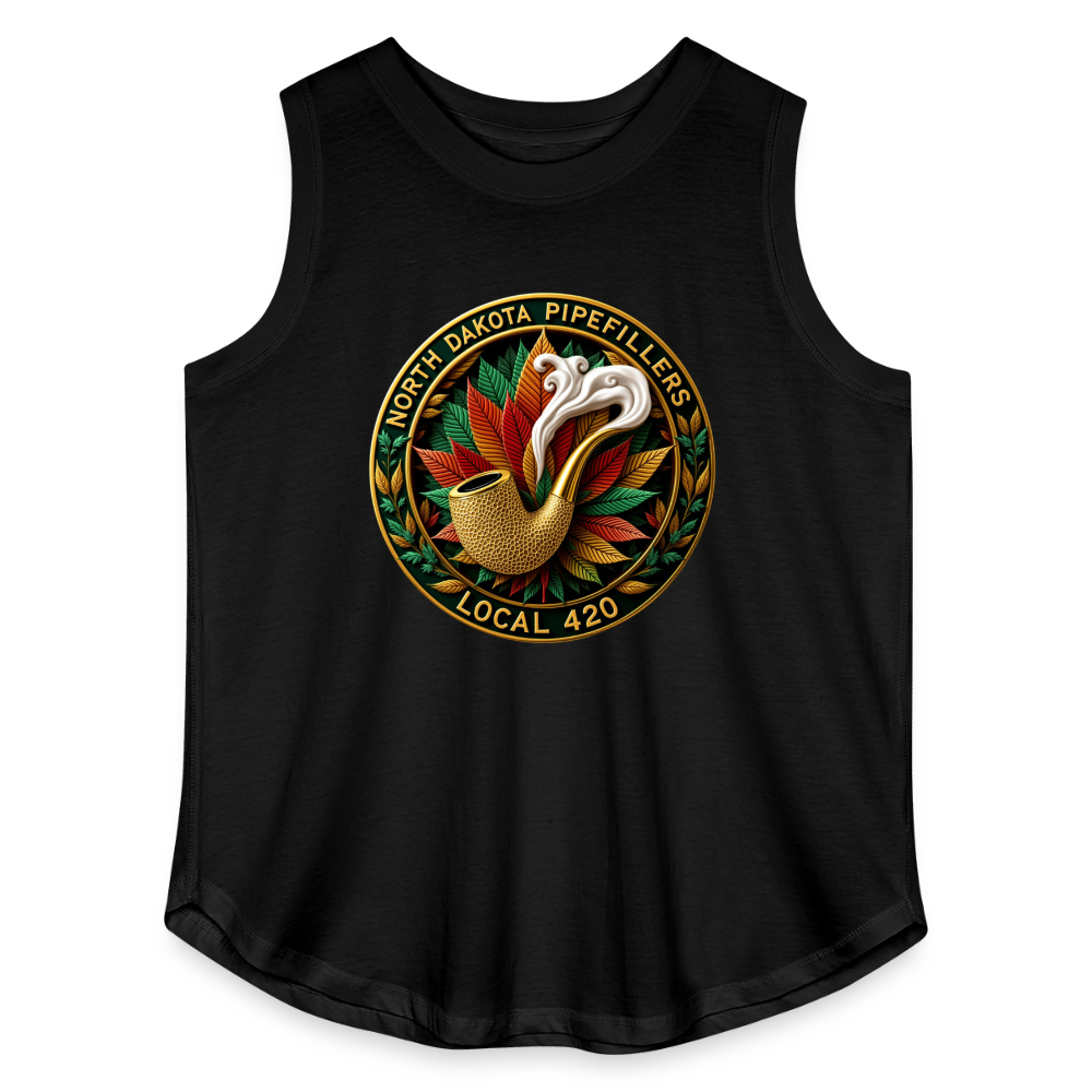 NORTH DAKOTA PIPEFILLERS LOCAL 420 F/B DESIGNS Women's Curvy Relaxed Tank Top - black