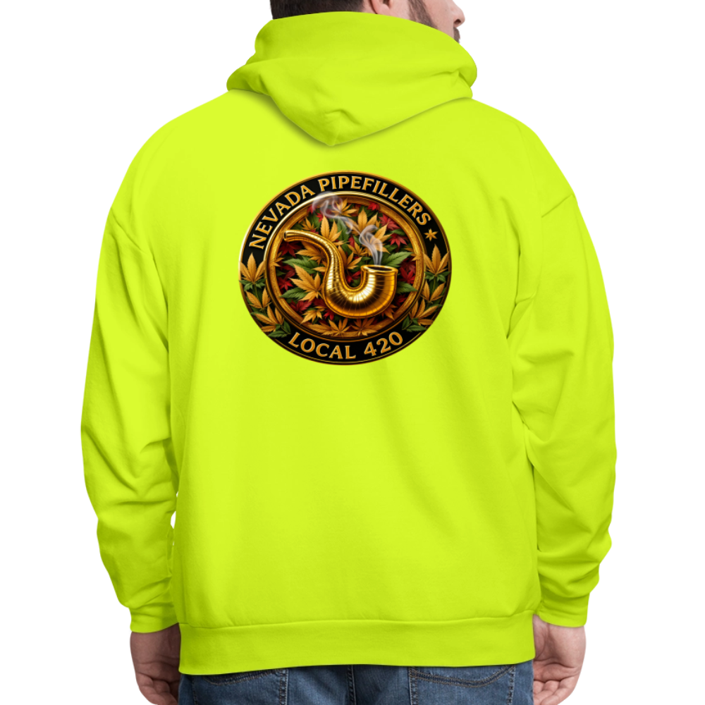 NEVADA PIPEFILLERS LOCAL 420  F/B DESIGN Men's Hoodie - safety green