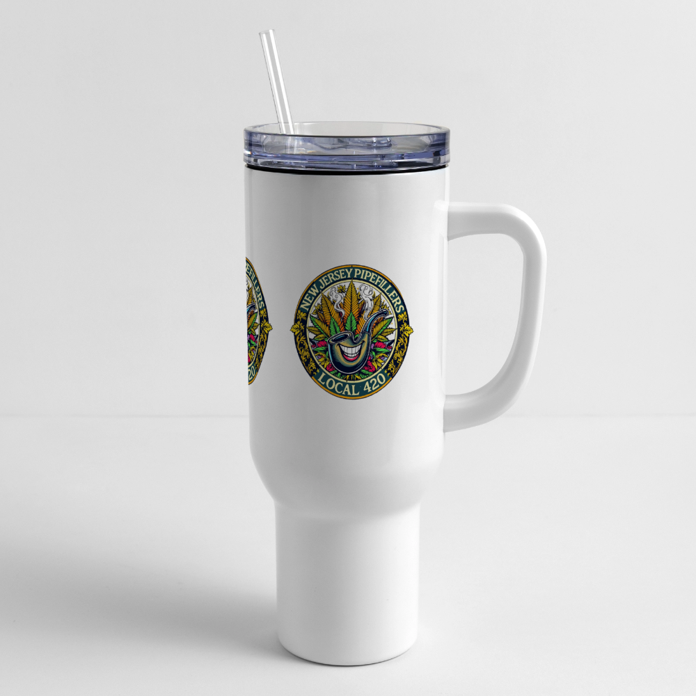 NEW JERSEY PIPEFILLERS LOCAL 420 Union 40oz Travel Tumbler - white