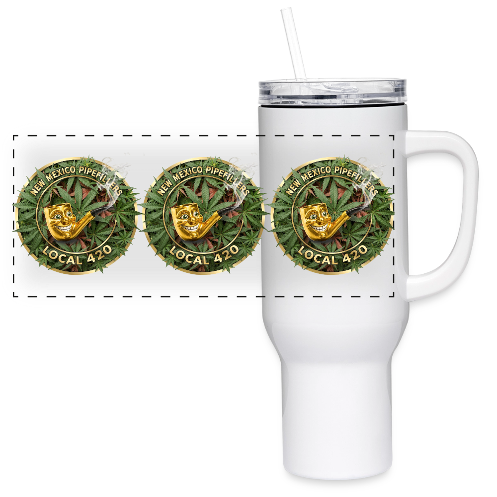 NEW MEXICO PIPEFILLERS LOCAL 420 40oz Stainless Steel Travel Tumbler - white