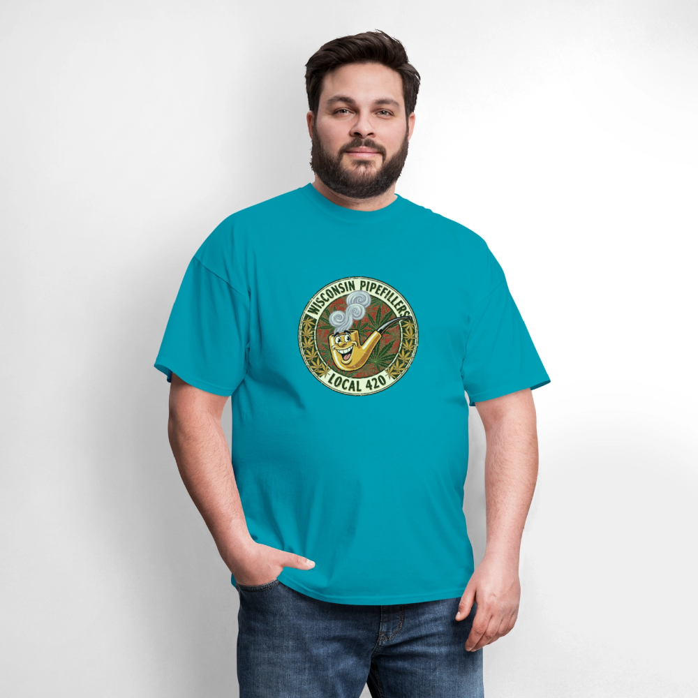 WISCONSIN PIPEFILLERS LOCL 420 F/B DESIGN Men's T-Shirt - turquoise