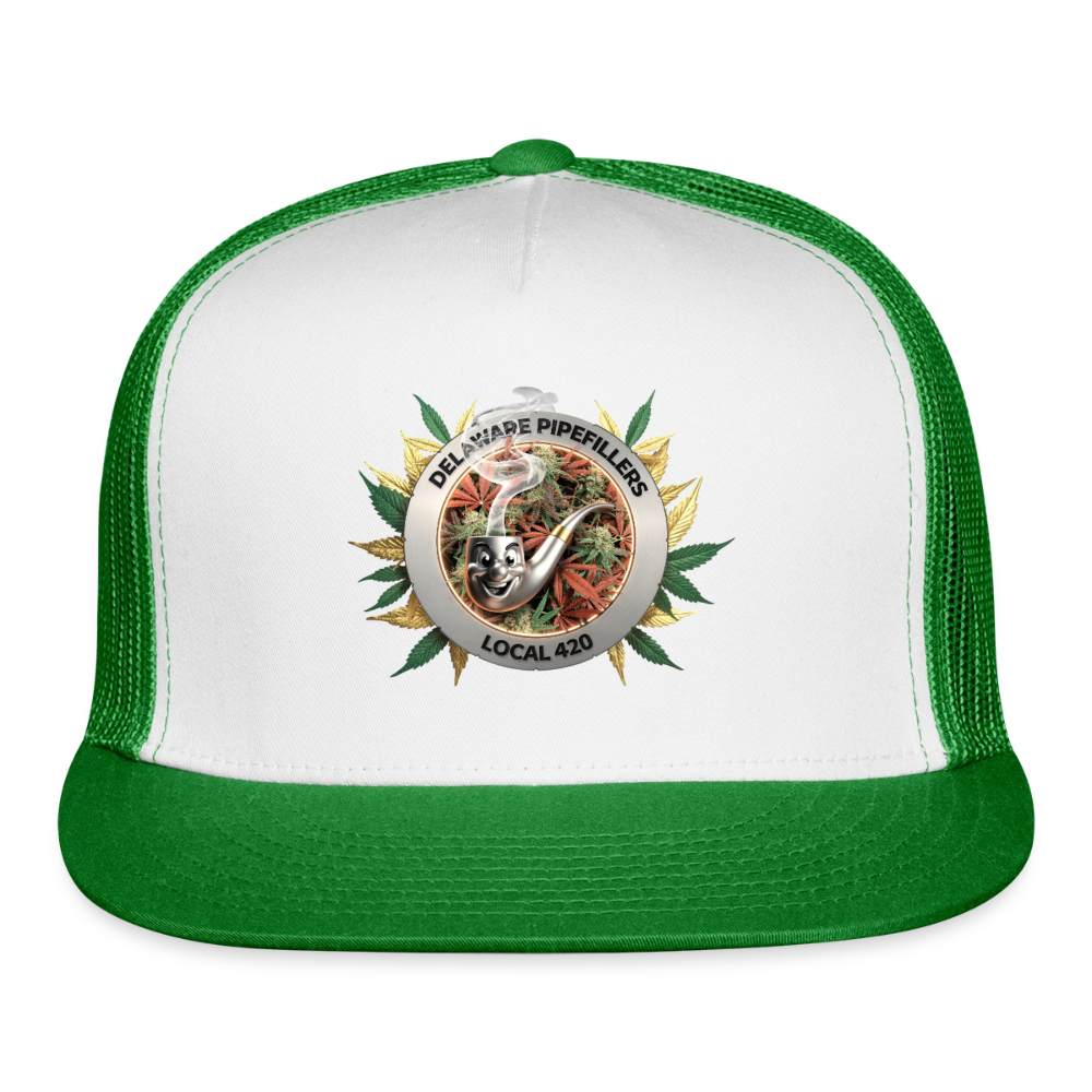 DELAWARE PIPEFILLERS LOCAL 420  Trucker Hat - white/kelly green