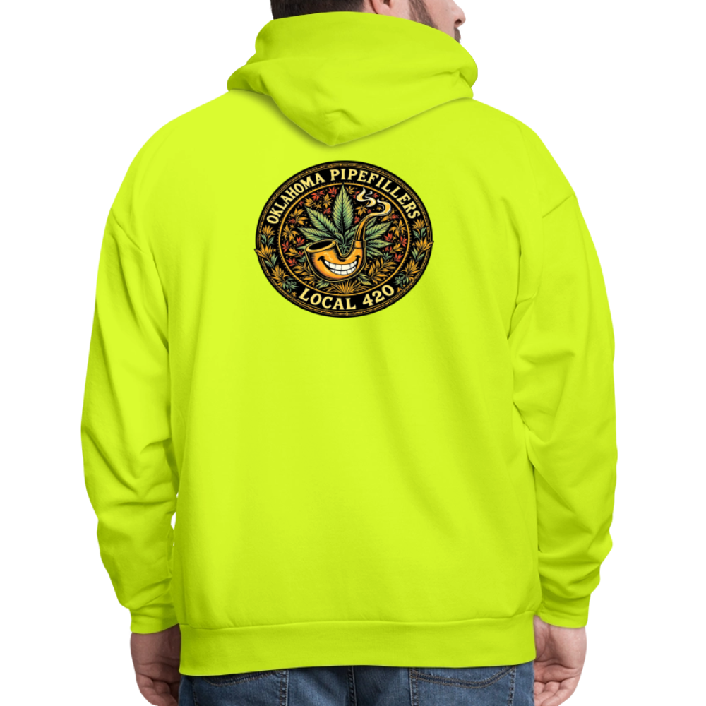 OKLAHOMA PIPEFILLERS LOCAL 420  F/B DESIGNS Men's Hoodie - safety green