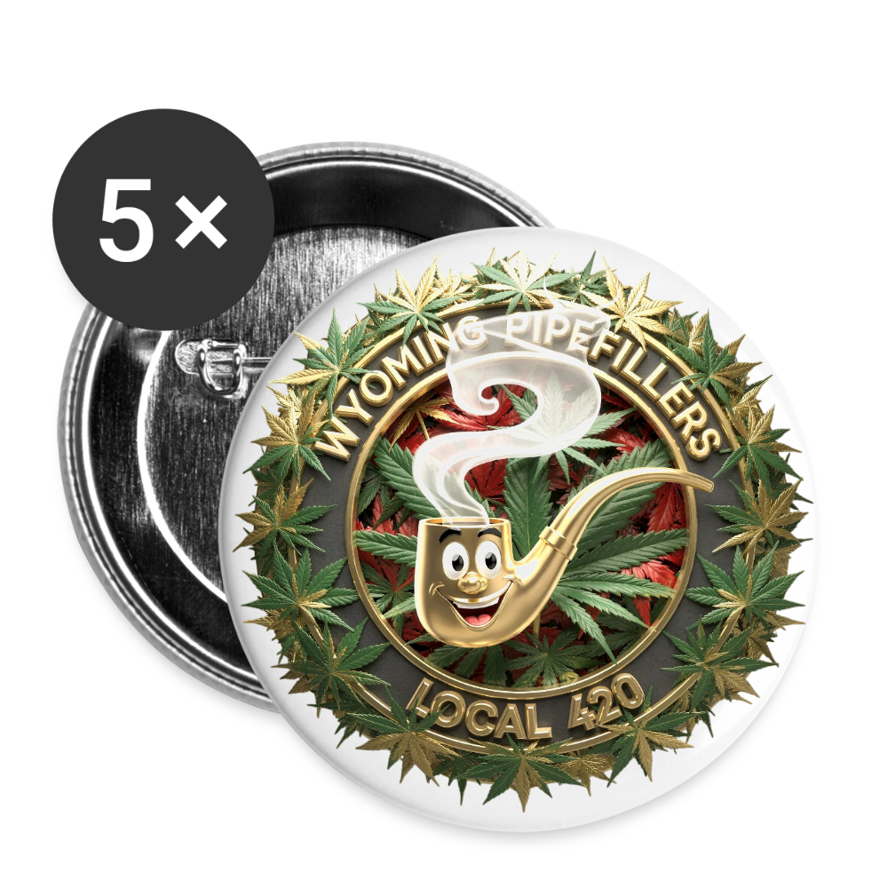 WYOMING PIPEFILLERS LOCAL 420 Union Buttons small 1'' (5-pack) 1 - white