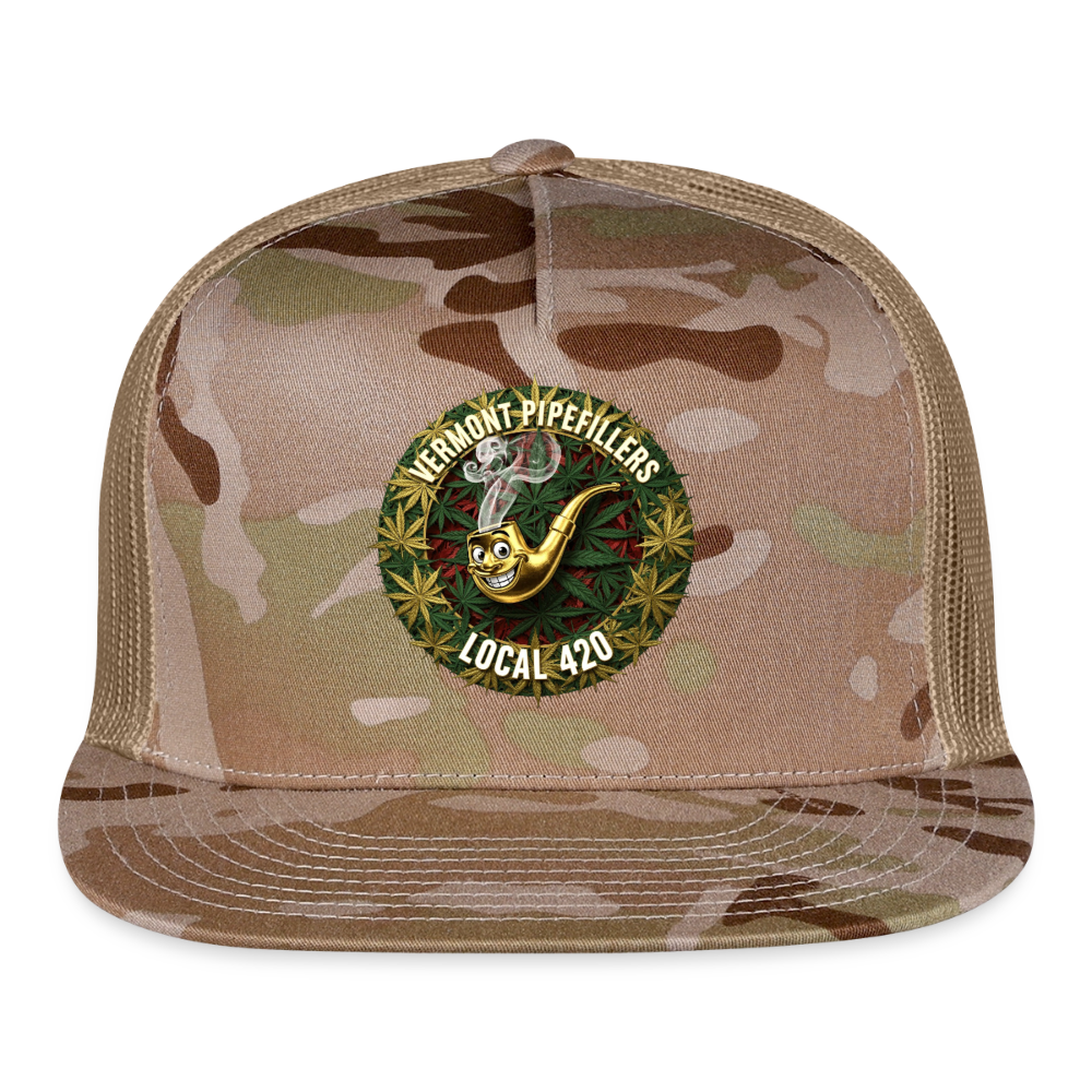 VERMONT PIPEFILLERS LOCAL 420 CAMO Trucker Hat - MultiCam\tan