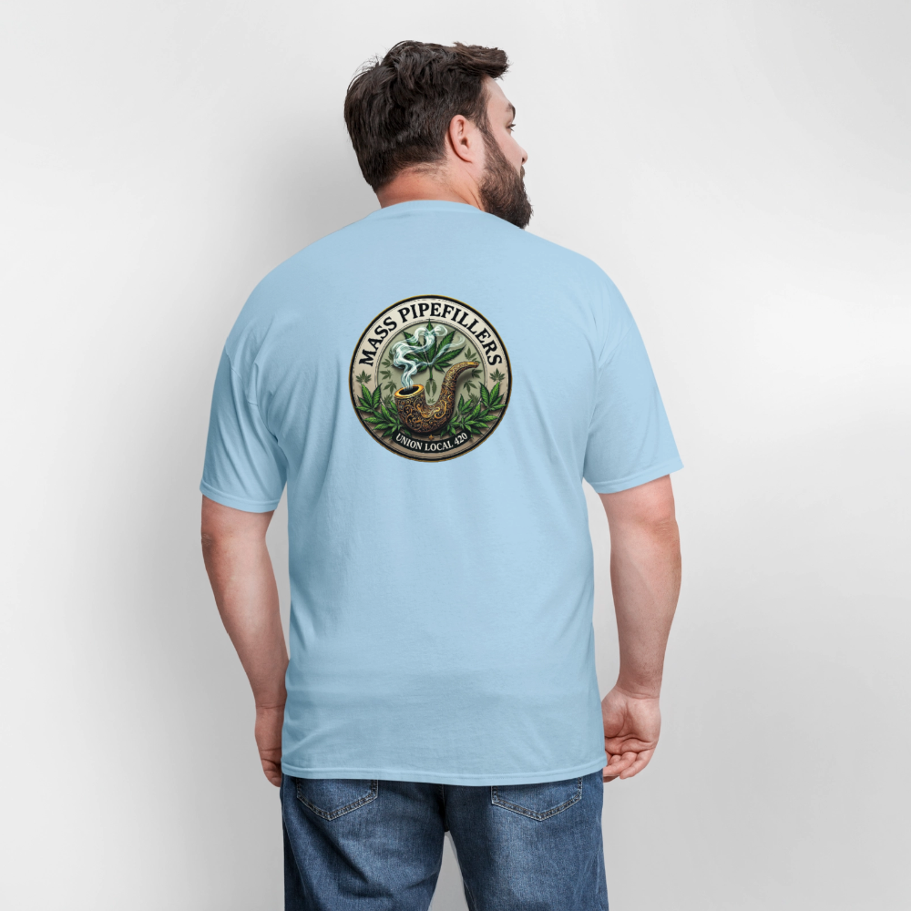 MASS PIPEFILLERS LOCAL 420 2 EMBLEM Men's T-Shirt - powder blue