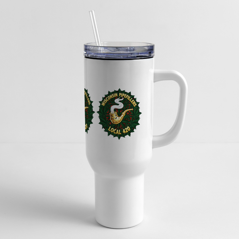 WISCONSIN PIPEFILLERS LOCAL 420 40oz Stainless Steel Travel Tumbler - white