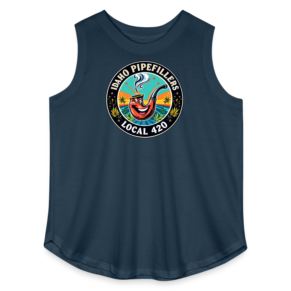 IDAHO PIPEFILLERS LOCAL 420 F/B DEAIGN Women's Curvy Relaxed Tank Top - denim