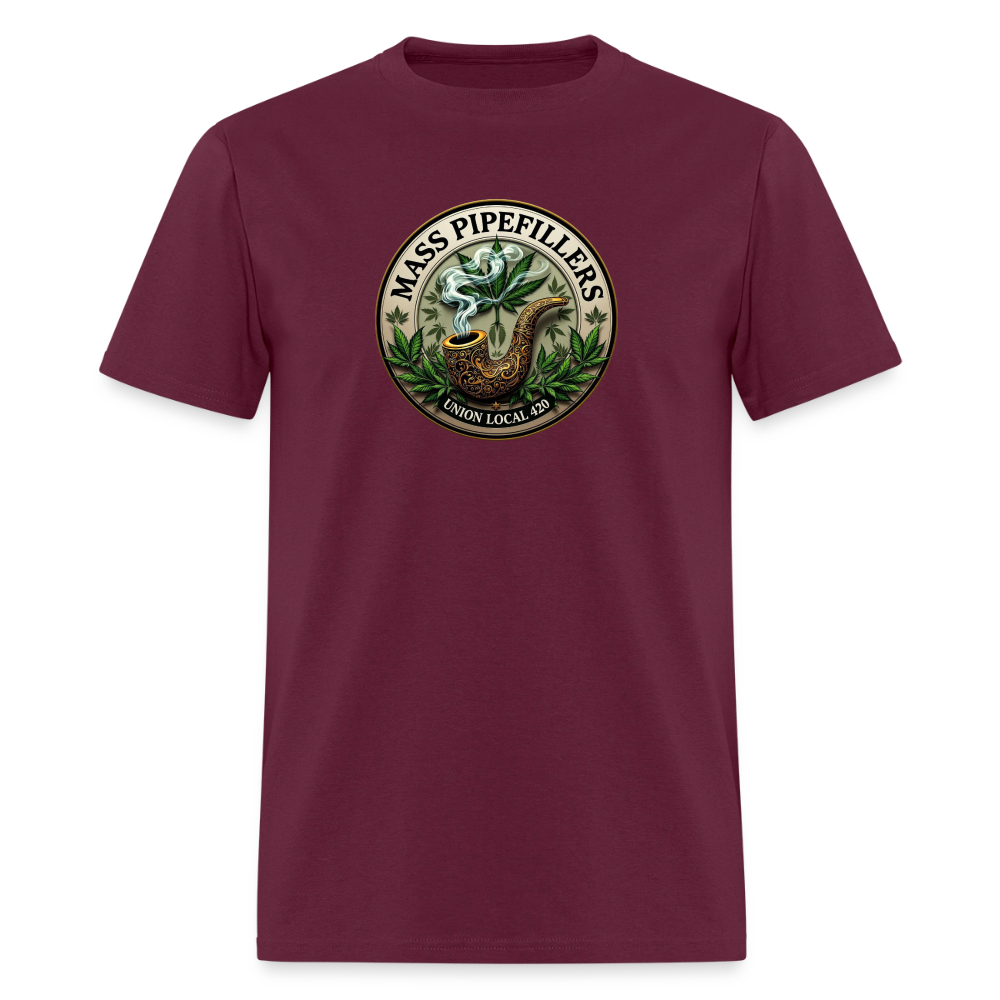 MASS PIPEFILLERS LOCAL 420 2 EMBLEM Men's T-Shirt - burgundy