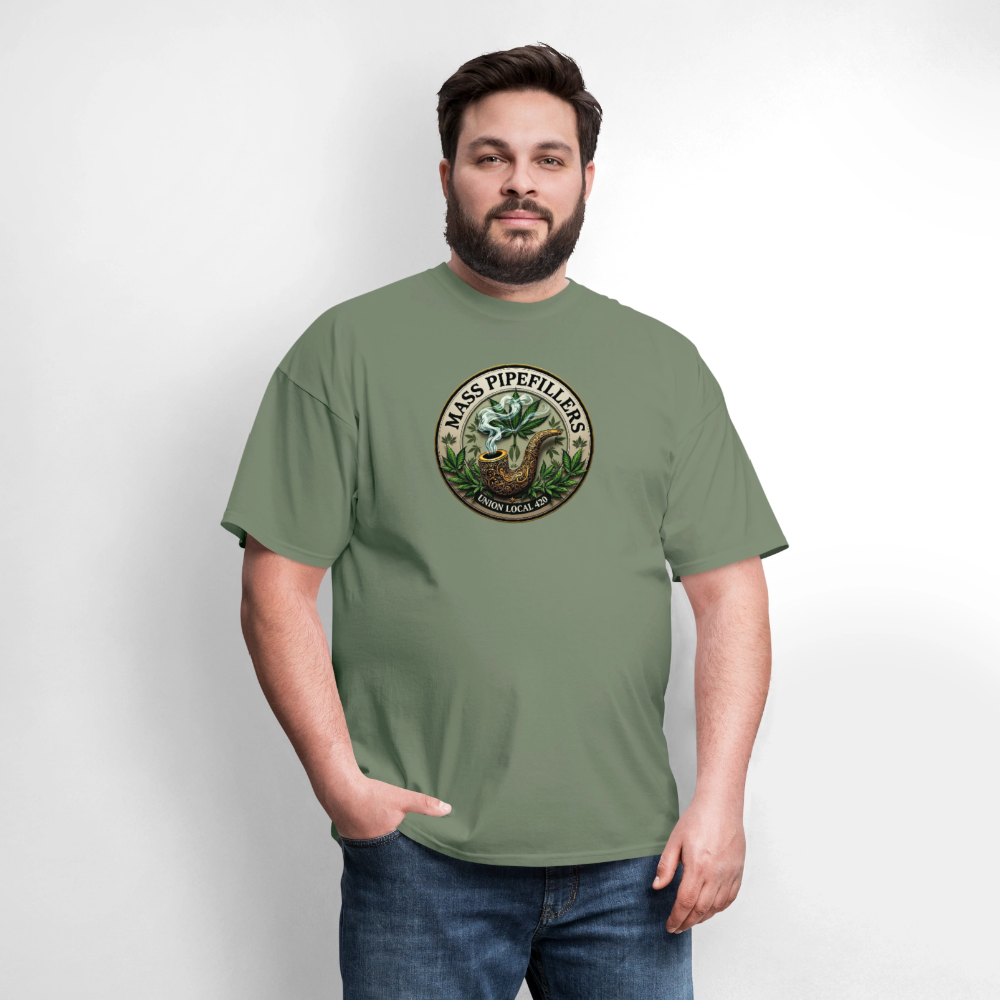 MASS PIPEFILLERS LOCAL 420 2 EMBLEM Men's T-Shirt - military green