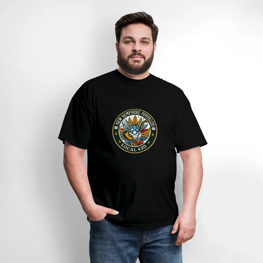 NEW HEMPSHIRE PIPEFILLERS LOCAL 420 2 EMBLEM Men's T-Shirt - black