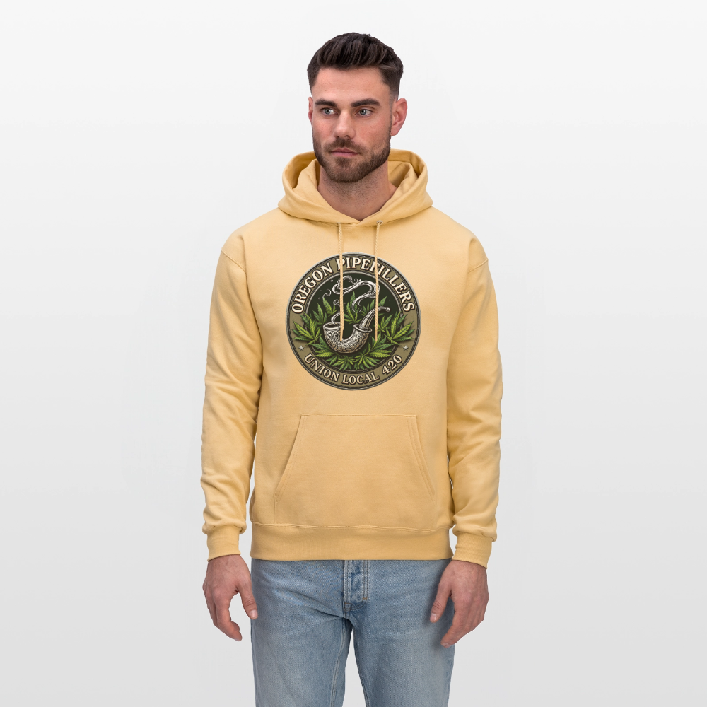 OREGON PIPEFILLERS LOCAL 420 2 EMBLEM Men's Hoodie - light gold 