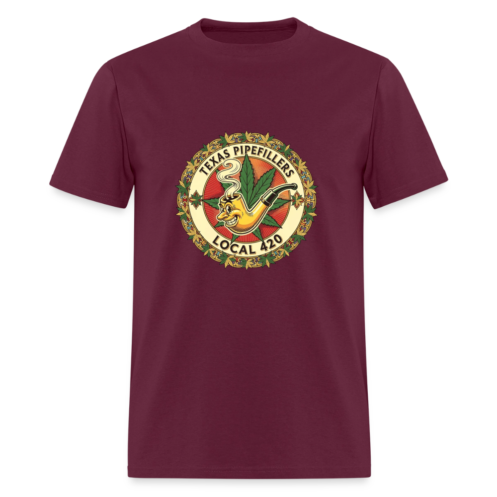 TEXAS PIPEFILLERS LOCAL 420  Men's T-Shirt - burgundy