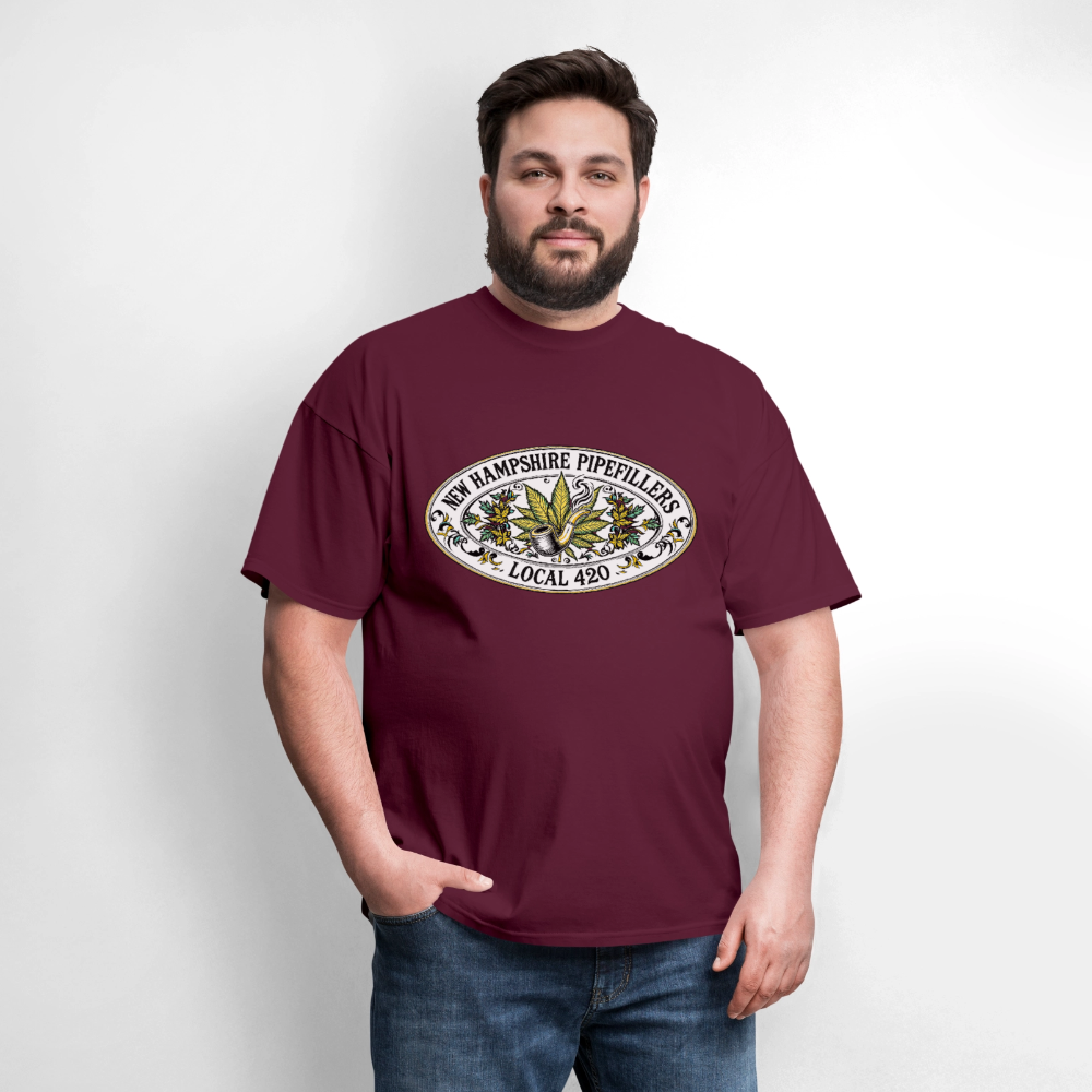 NEW HAMPSHIRE PIPEFILLERS LOCAL 420 2 EMBLEM Men's T-Shirt - burgundy