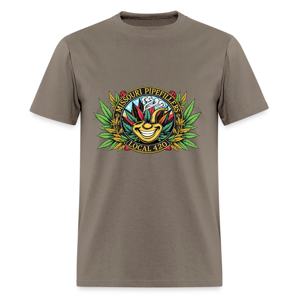 MISSOURI PIPEFILLERS LOCAL 420  F/B DESIGNS  Men's T-Shirt - safari