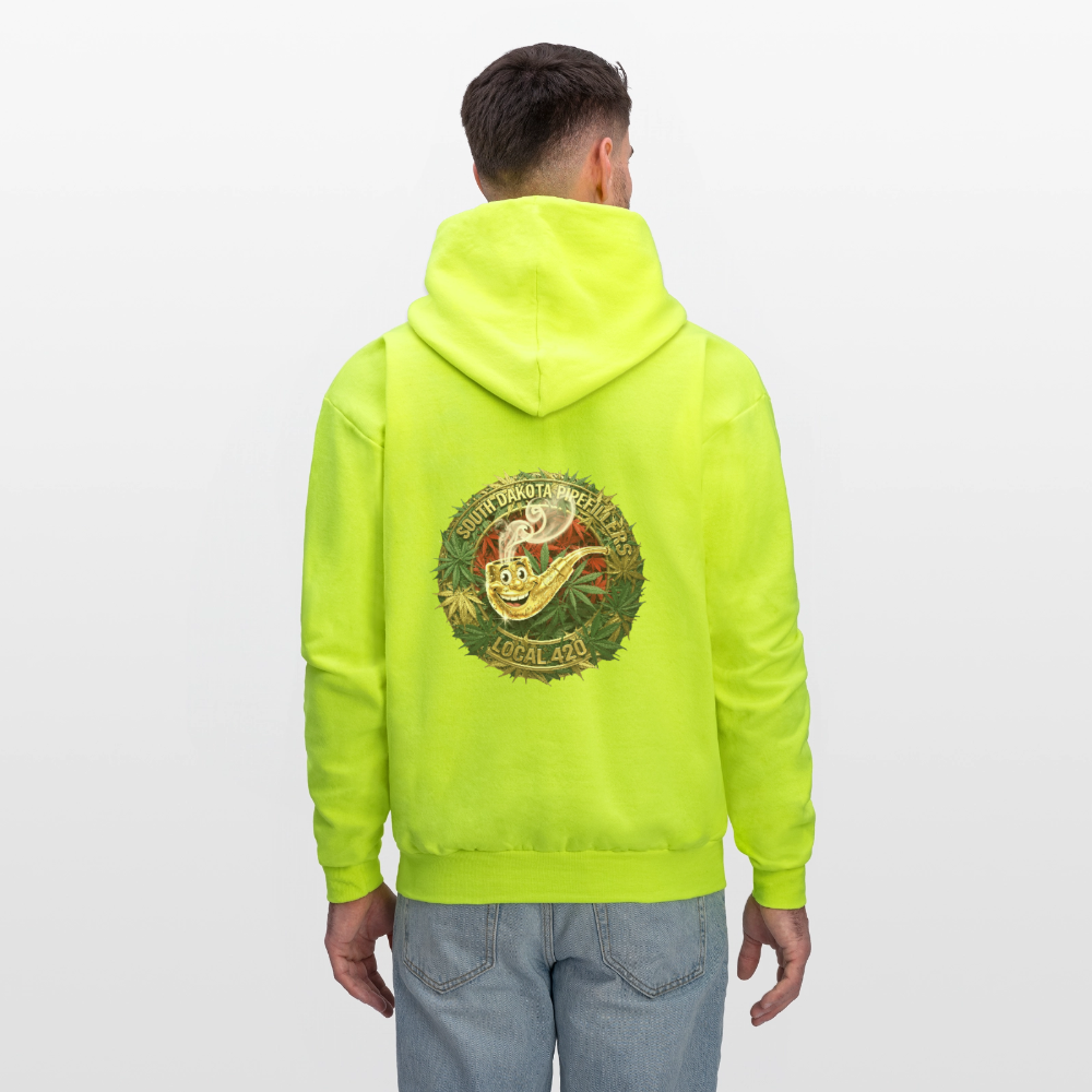SOUTH DAKOTA PIPEFILLERS LOCAL 420  F/B DESIGN Men's Hoodie - safety green