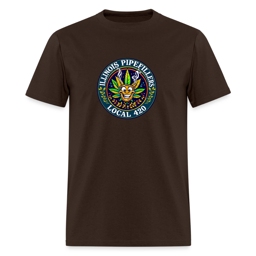 ILLINOIS PIPEFILLERS LOCAL 420 F/B DESIGN Men's T-Shirt - brown