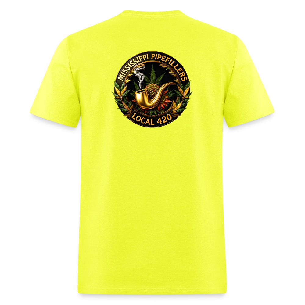 MISSISSIPPI PIPEFILLERS LOCAL 420 Men's T-Shirt - safety green