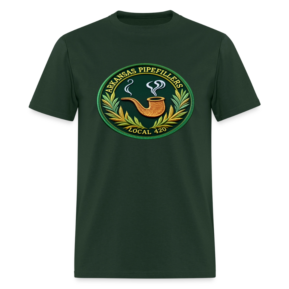 ARKANSAS PIPEFILLERS LOCAL 420 F/B EMBLEMS  Men's T-Shirt - forest green