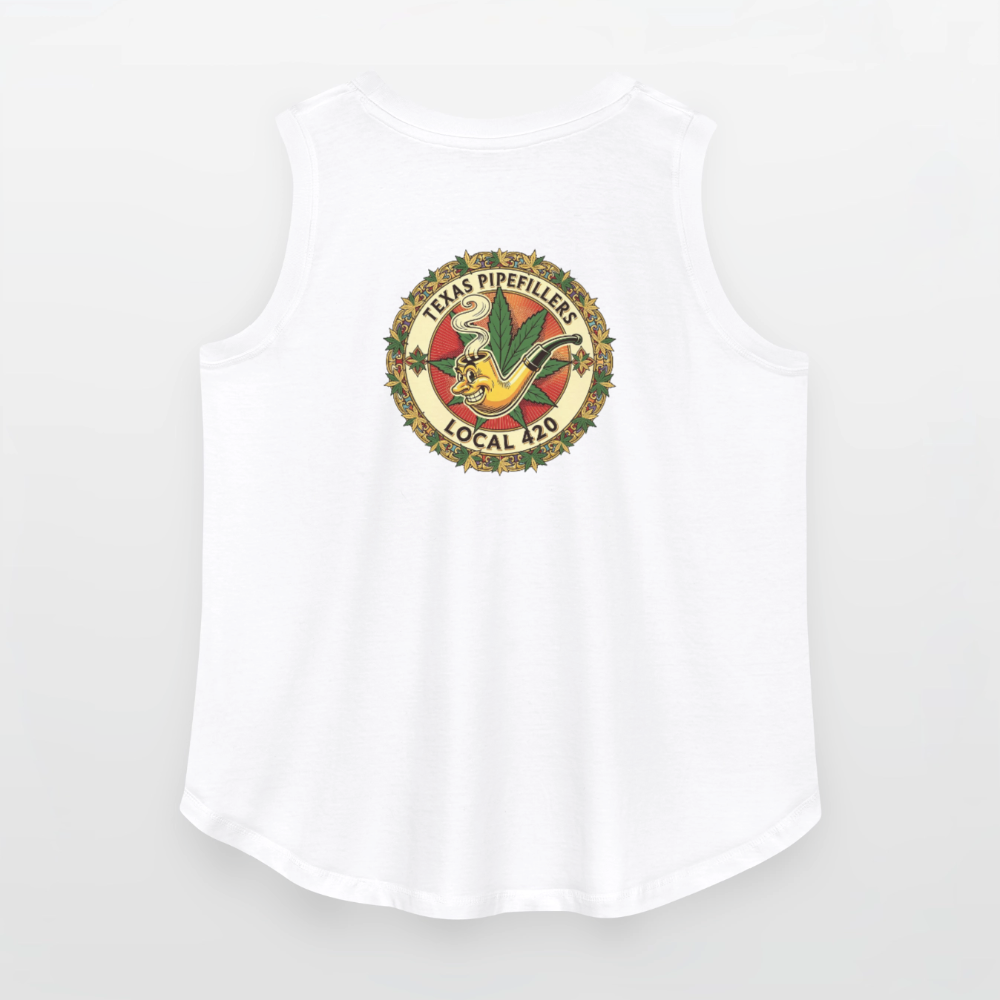 TEXAS PIPEFILLERS LOCAL 420 F/B DESIGN Women's Curvy Relaxed Tank Top - white