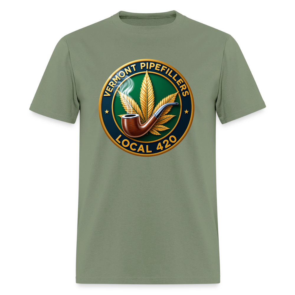 VERMONT PIPEFILLERS LOCAL 420 2 EMBLEM Men's T-Shirt - military green