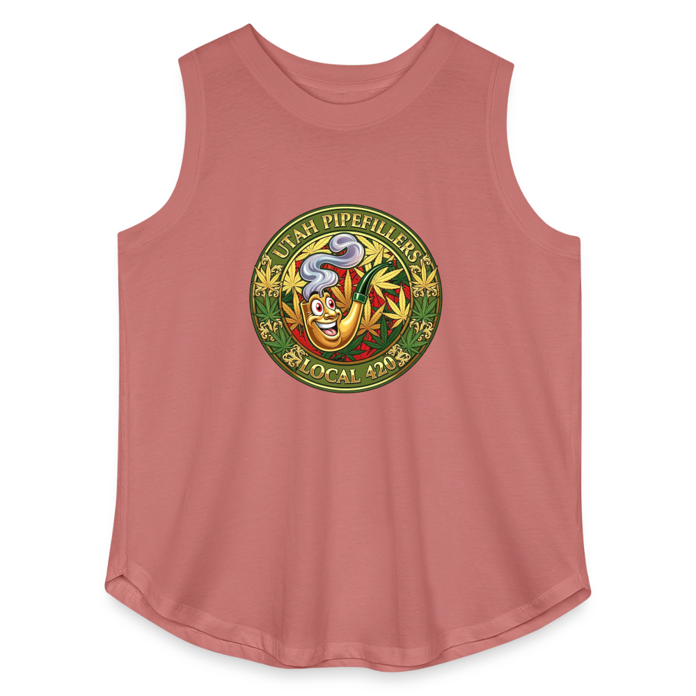 UTAH PIPEFILLERS LOCAL 420 Women's Curvy Relaxed Tank Top - mauve