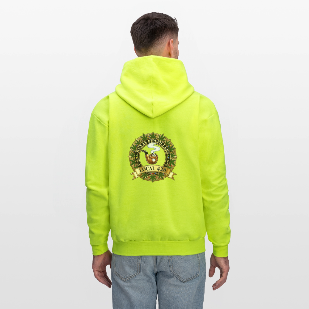 TEXAS PIPEFILLERS LOCAL 420 F/B DESIGN Men's Hoodie - safety green