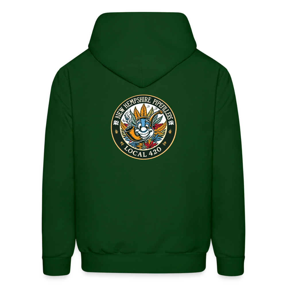 NEW HEMPSHIRE PIPEFILLERS LOCAL 420 2 EMBLEM Men's Hoodie - forest green