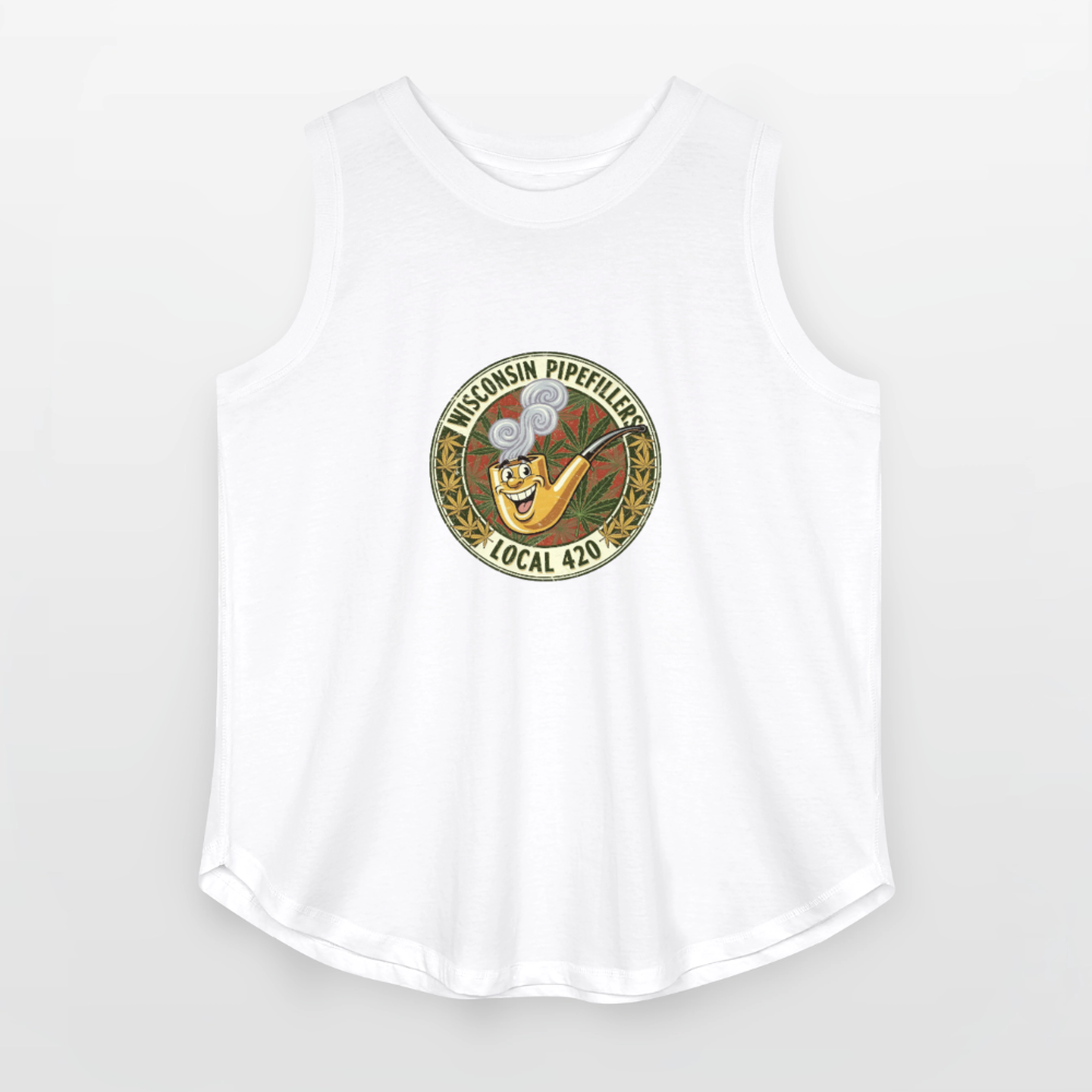 WISCONSIN PIPEFILLERS LOCL 420 Women's Curvy Relaxed Tank Top - white