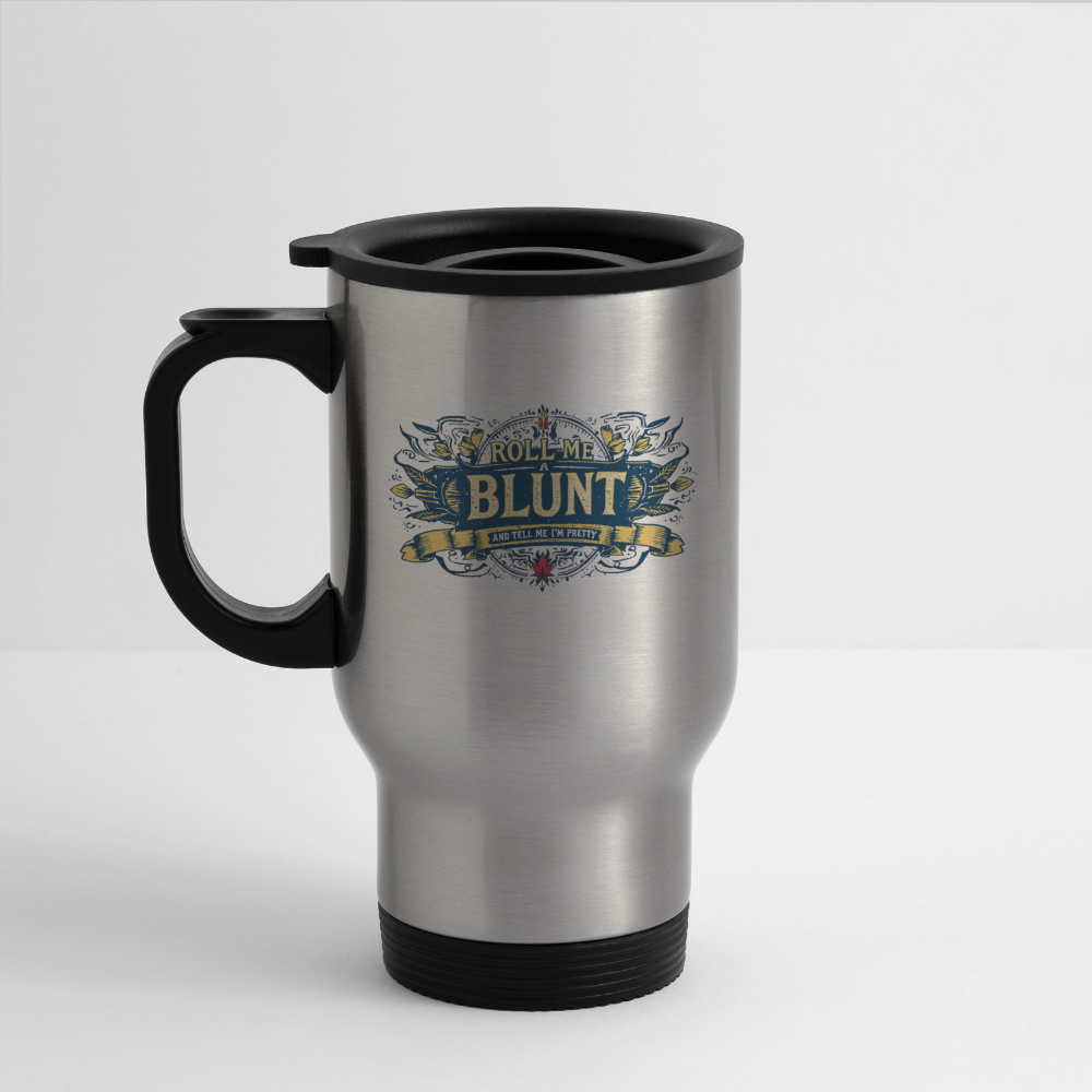 ROLL ME A BLUNT 14oz Stainless Seel Travel Mug - silver