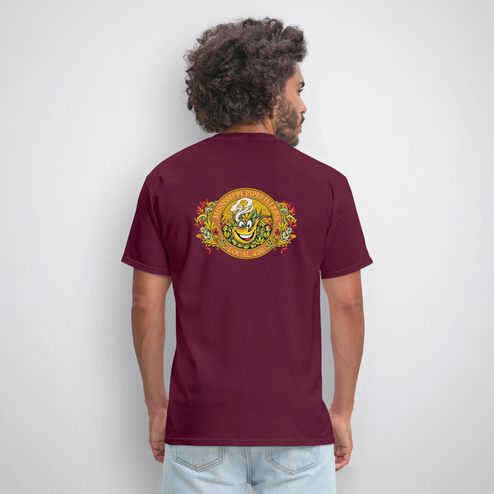 MISSISSIPPI PIPEFILLERS LOCAL 420 F/B DESIGNS Men's T-Shirt - burgundy