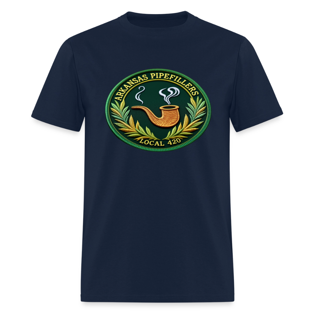 ARKANSAS PIPEFILLERS LOCAL 420 F/B EMBLEMS  Men's T-Shirt - navy