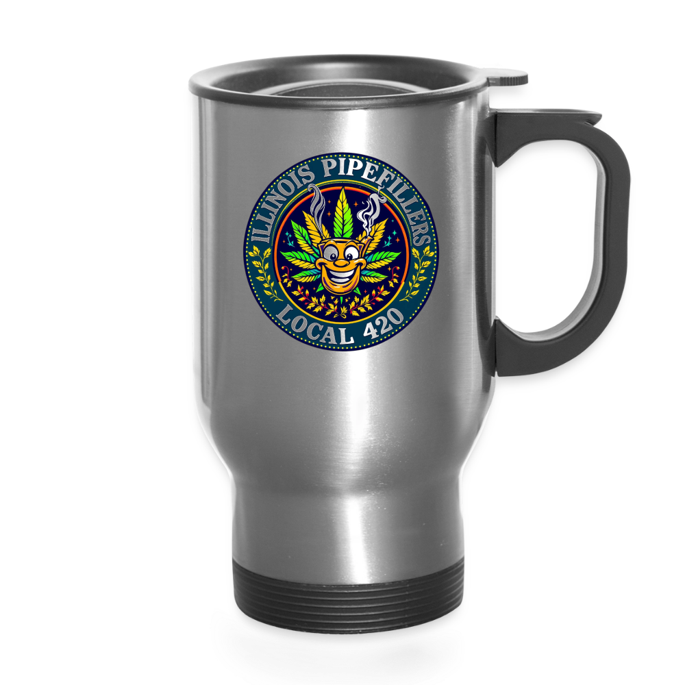 ILLINOIS PIPEFILLERS LOCAL 420 14oz Stainless Steel Travel Mug - silver