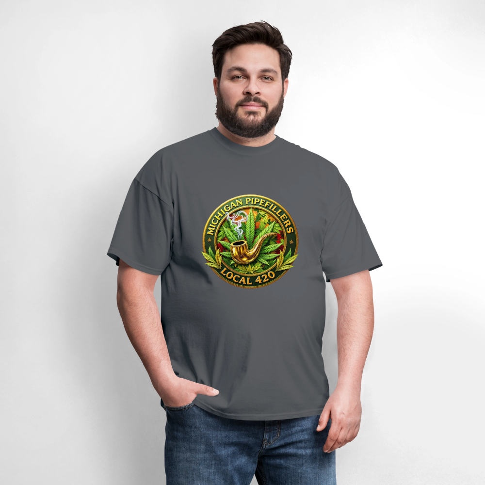 MICHIGAN PIPEFILLERS LOCAL 420 F/B DESIGN Men's T-Shirt - charcoal