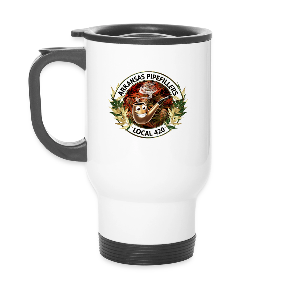 ARKANSAS  PIPEFILLERS LOCAL 420 14oz Stainless Steel Travel Mug - white