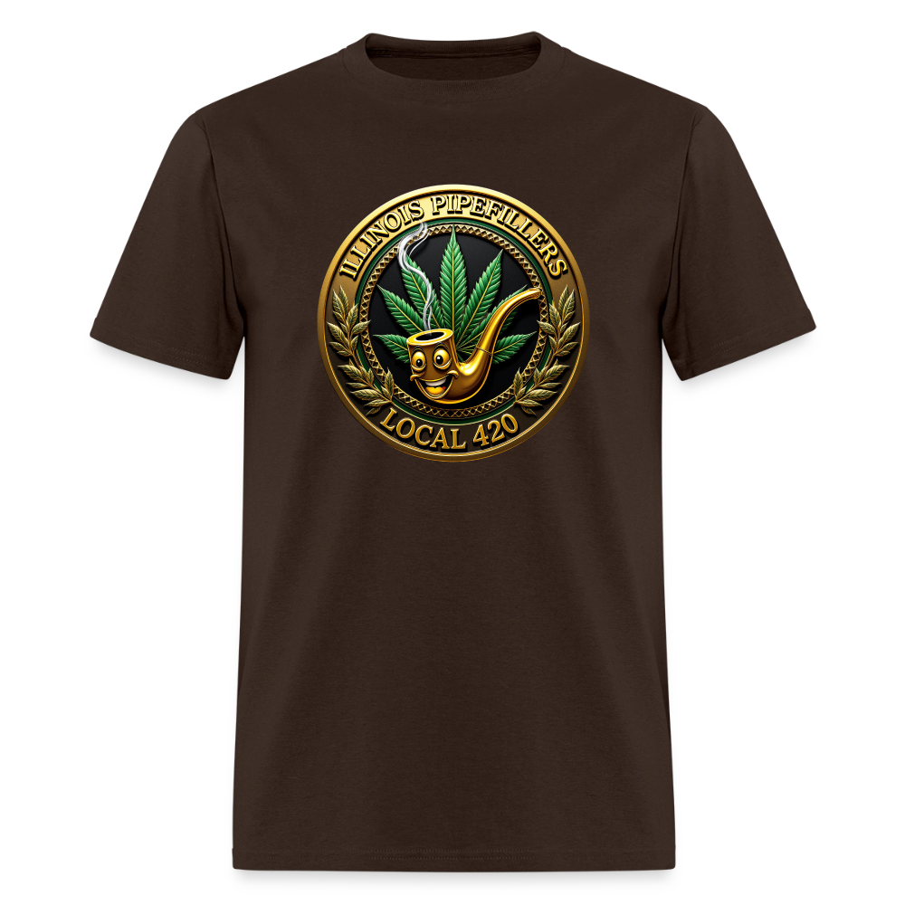 ILLINOIS PIPEFILLERS LOCAL 420 F/B EMBLEMS Men's T-Shirt - brown